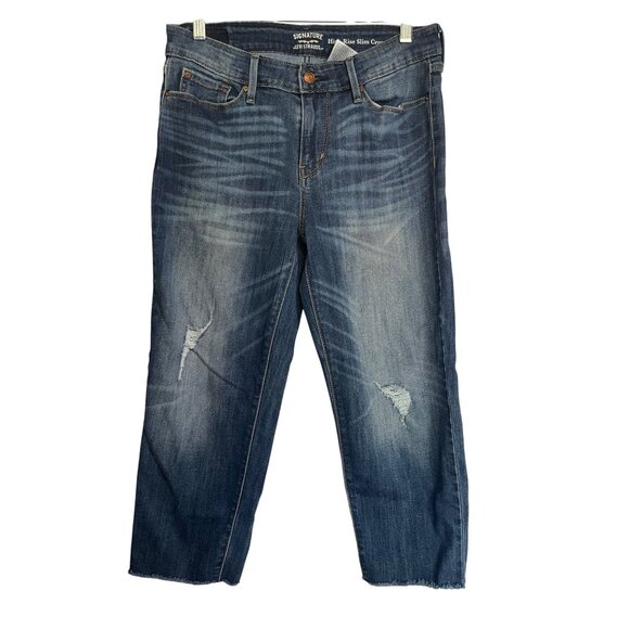 Signature Levis High Rise Slim Cropped Jeans Womens 6 Waist 28 - Picture 1 of 9